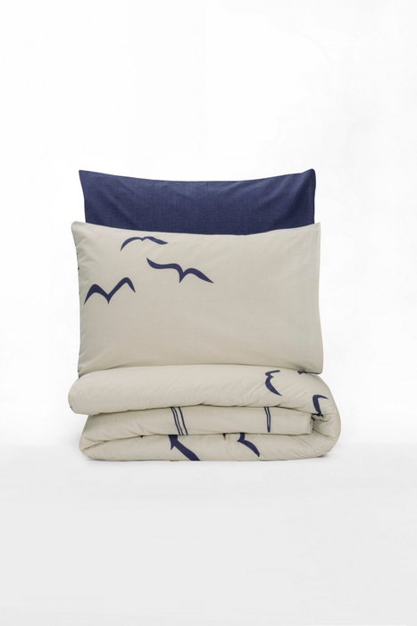 L'essentiel linge de maison Juego de funda de edredón doble Ranforce Azul oscuro y blanco L'essentiel linge de maison Juego de funda de edredón doble Ranforce Azul oscuro y blanco